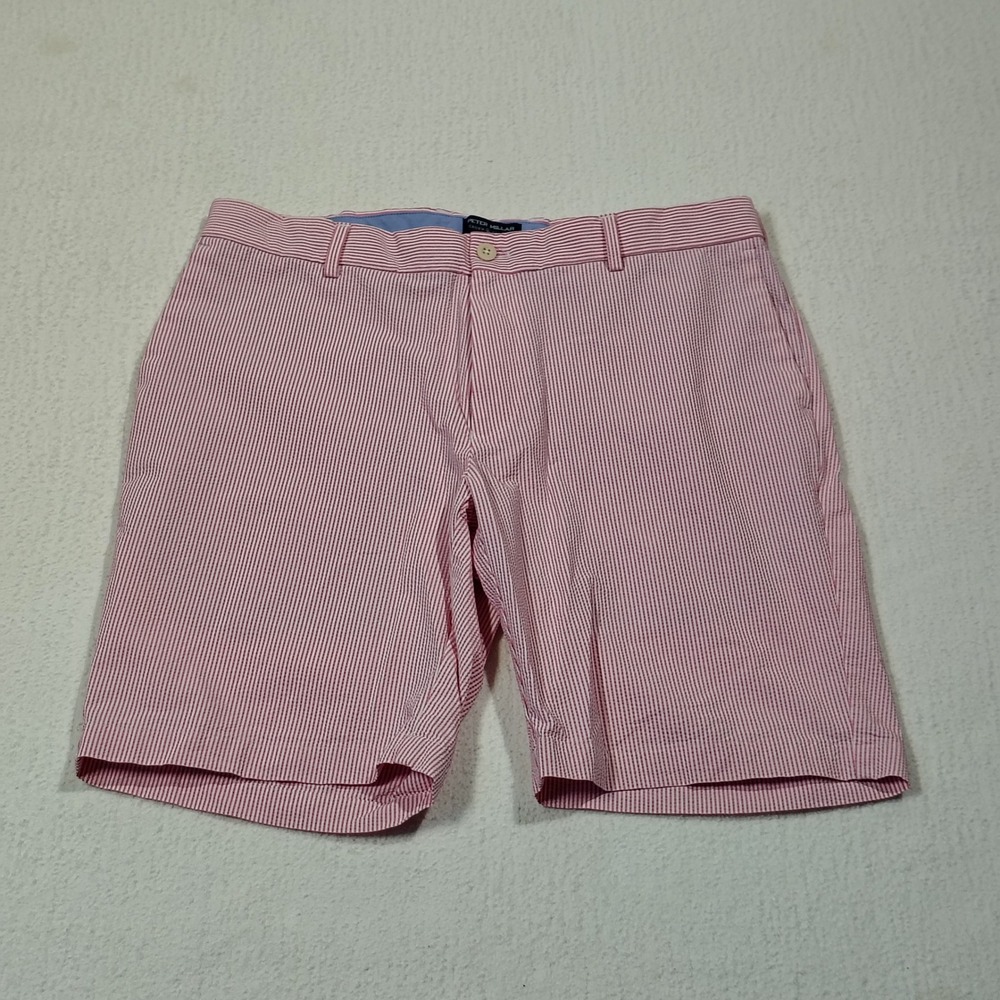 Peter Millar Shorts Mens 35 Red Crown Crafted MS22EB54 Seersucker Performance